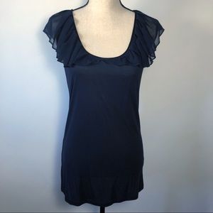 Ann Taylor LOFT shawl collar top. Navy.